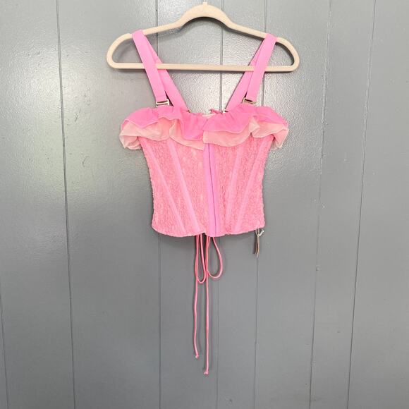 NEW Free People HAH Rose Quartz Pink Seams Like A Princess Romantic Corset Top S - Picture 3 of 8